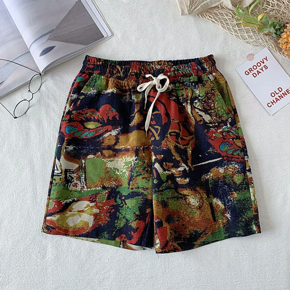 Mens Floral Casual Shorts Personality Stylish Various Patterns Printed Youthful Beach Sports Thin Easy Dry Pants  2024 Summer