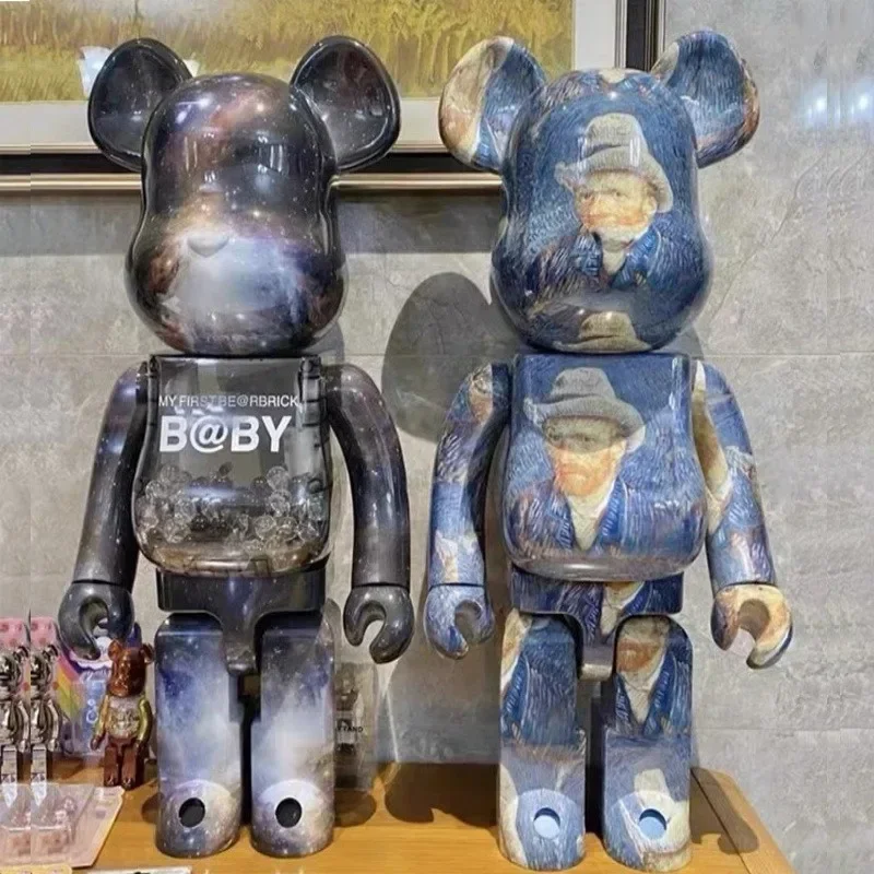 BearBrick Figurine Collectible Art Bear Figures Sculptures Plastic Graffiti Bear Model Statue Desktop Ornament Home Accessories