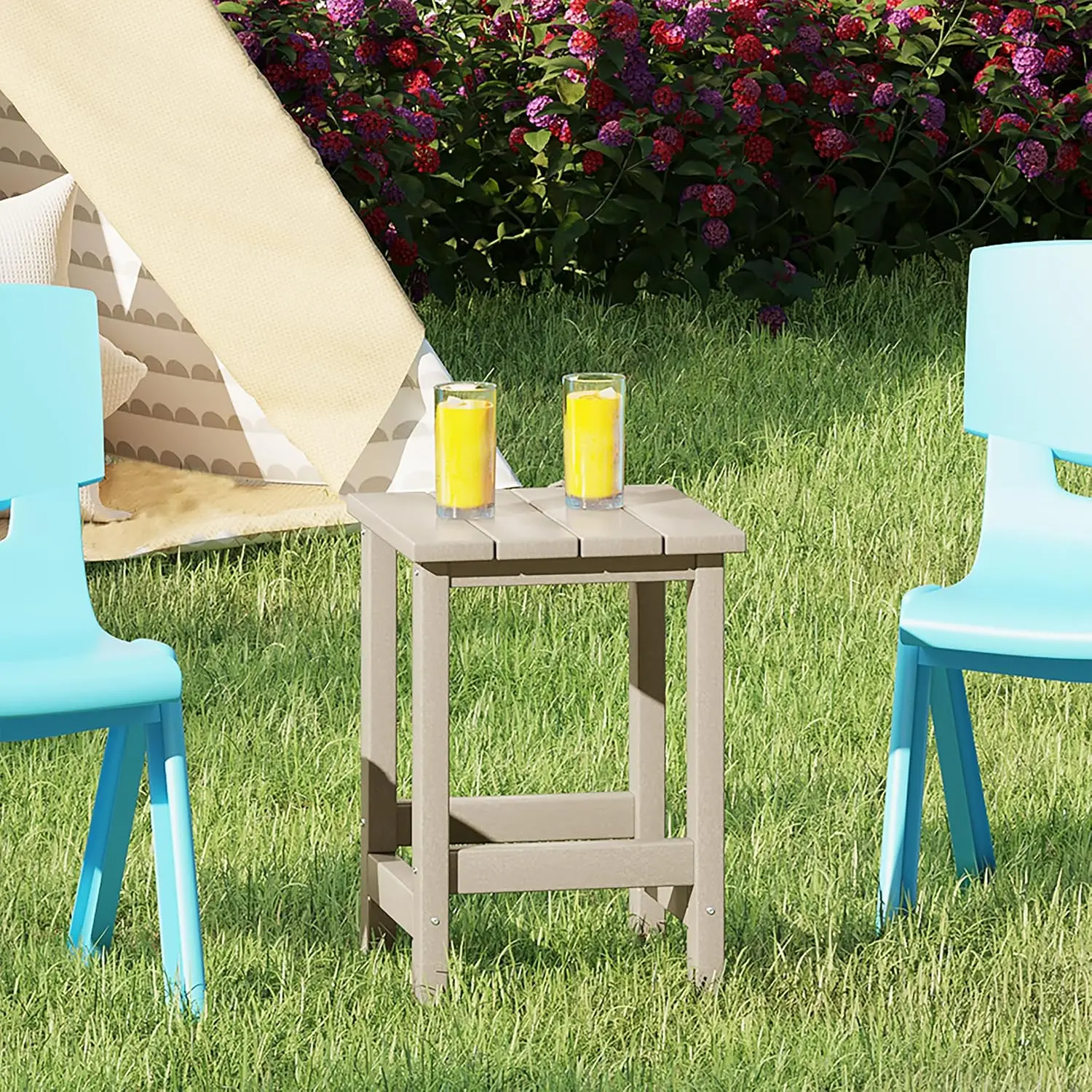 Kids Outdoor Side Table Small Patio End Table for Pool Porch Garden Beach, Customized