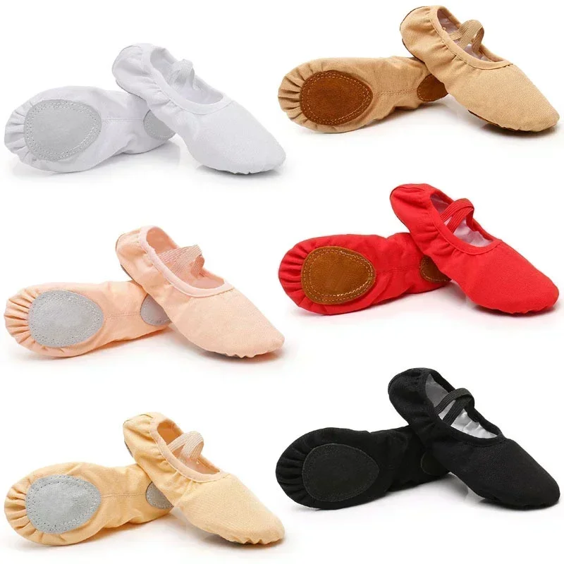 Girls\' Pointed Shoes Dance Slippers High-Quality Canvas Soft Ballet Dance Practice Shoes Children\'s Gymnastics Shoes