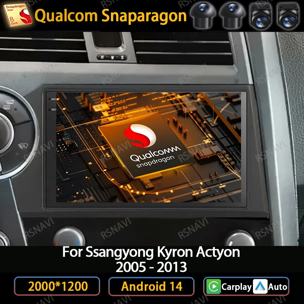 

Android 14 Carplay Auto для Ssangyong Kyron Actyon 2005 2006 2007 2008 2009 2010-2013 GPS NAVI 4G WIFI Мультимедийный видеоплеер