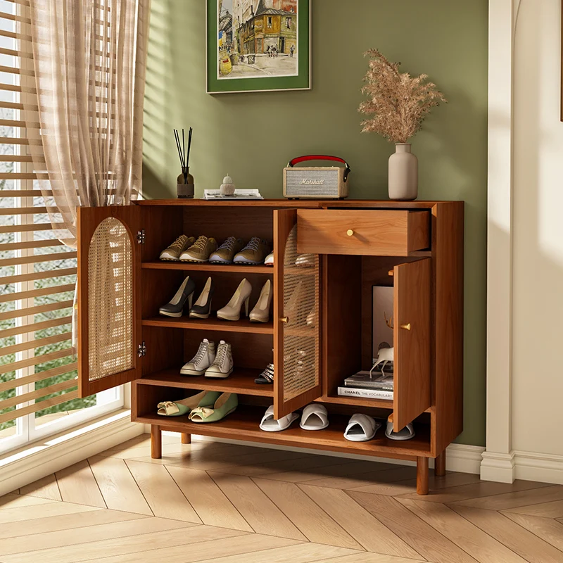 Trendy Simplicity Shoe Cabinet Wooden Entryway Space Saving Shoe Rack Organizer Designer Curio Modern Zapatero Unique Furniture