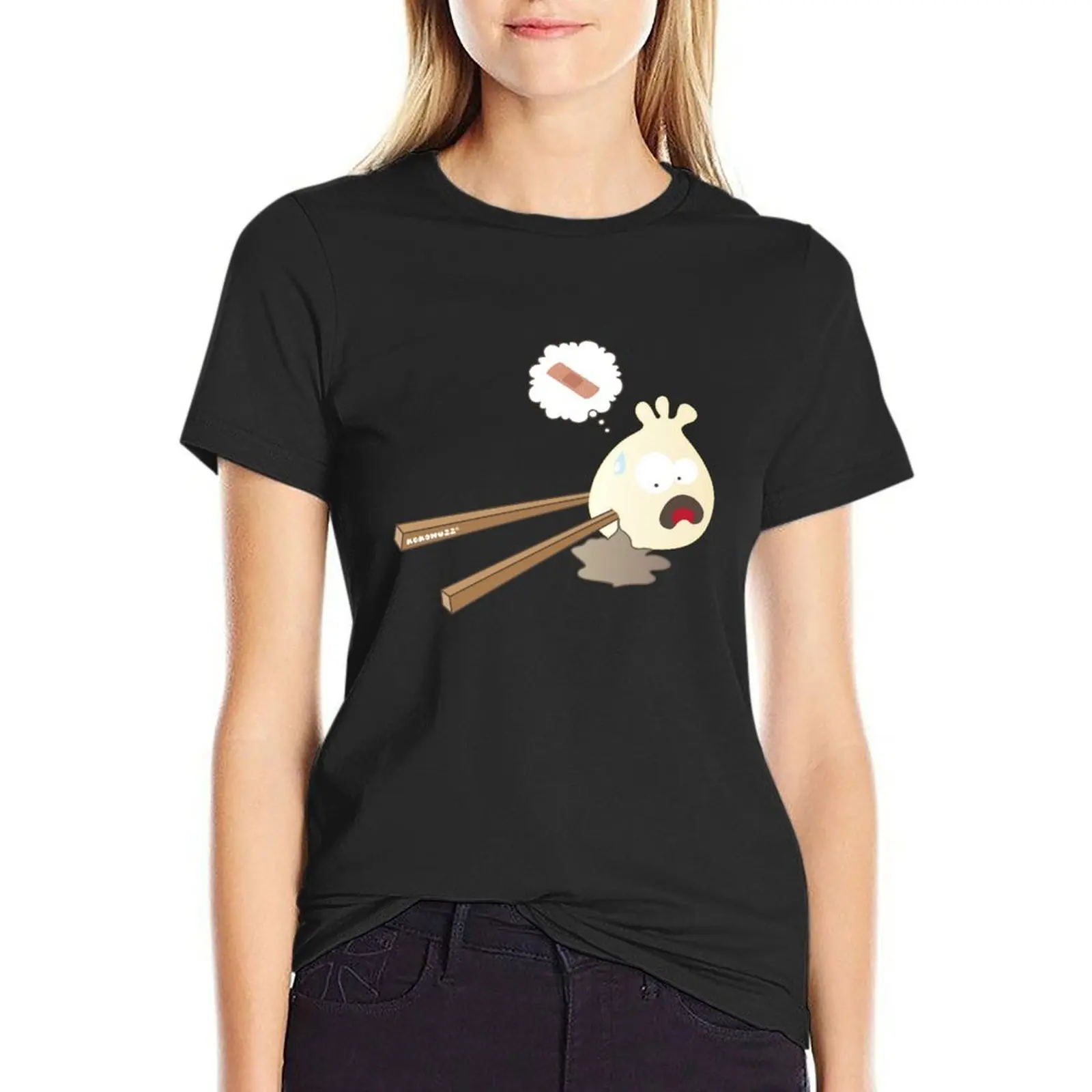 Dumpling hurt by chopsticks T-Shirt plus size tops summer clothes vintage clothes Women's clothing