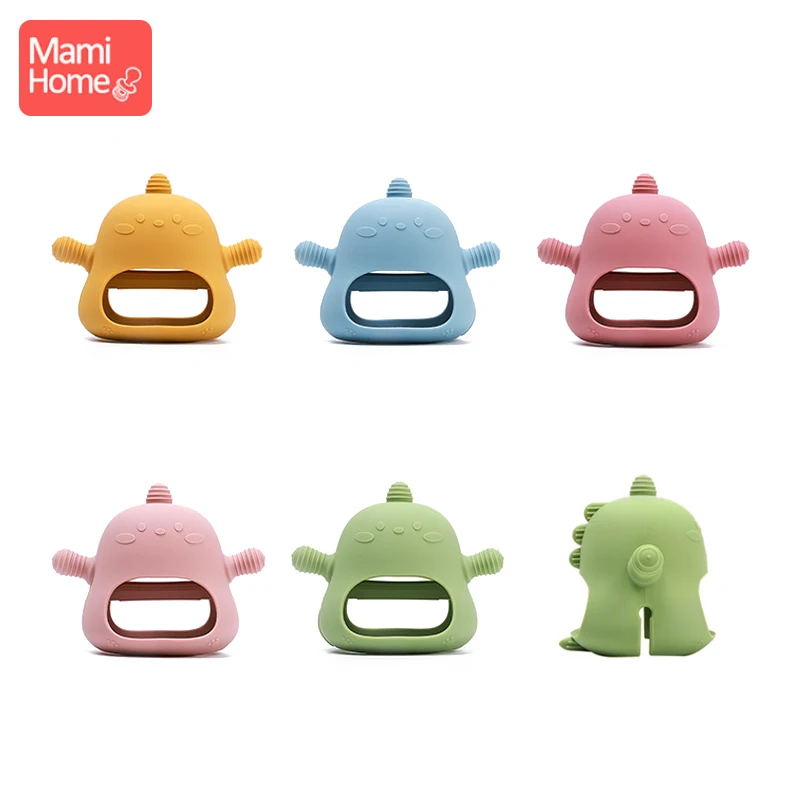 

Baby Silicone Teether Cartoon Dinosaur BPA Free Nursing Teething Anti-eating Hand Molar Chewing Toys For Tollder Gym Play Gifts