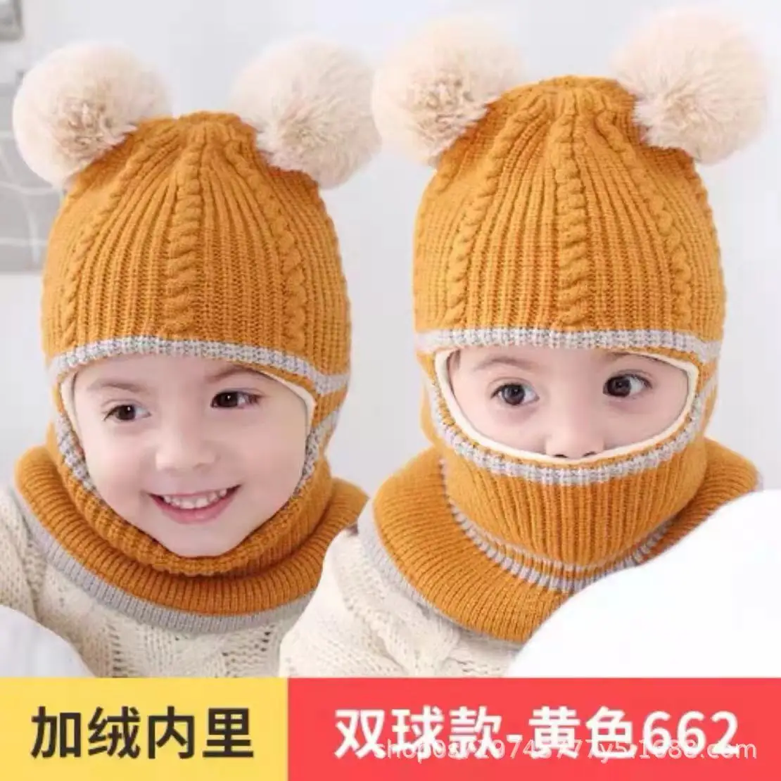 Baby Hats 1-3 Years Boys Girls Bonnet Winter Warm Thicken Hats Kids Infant Cute Ears Knit Hats For Children Beanie Muts