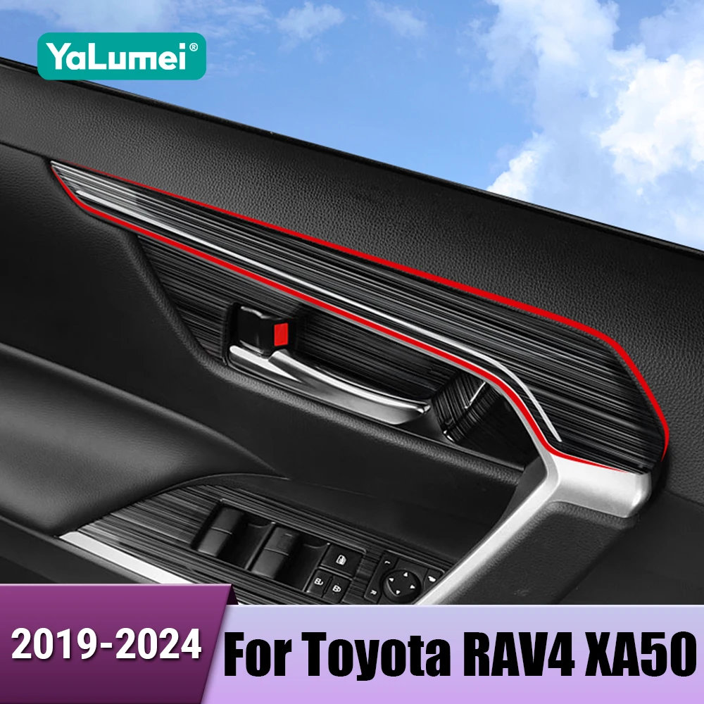Auto Tür Pull Griff Abdeckung Trim Armlehne Rahmen Aufkleber Für Toyota RAV4 XA50 2019 2020 2021 2022 2023 2024 Hybrid zubehör