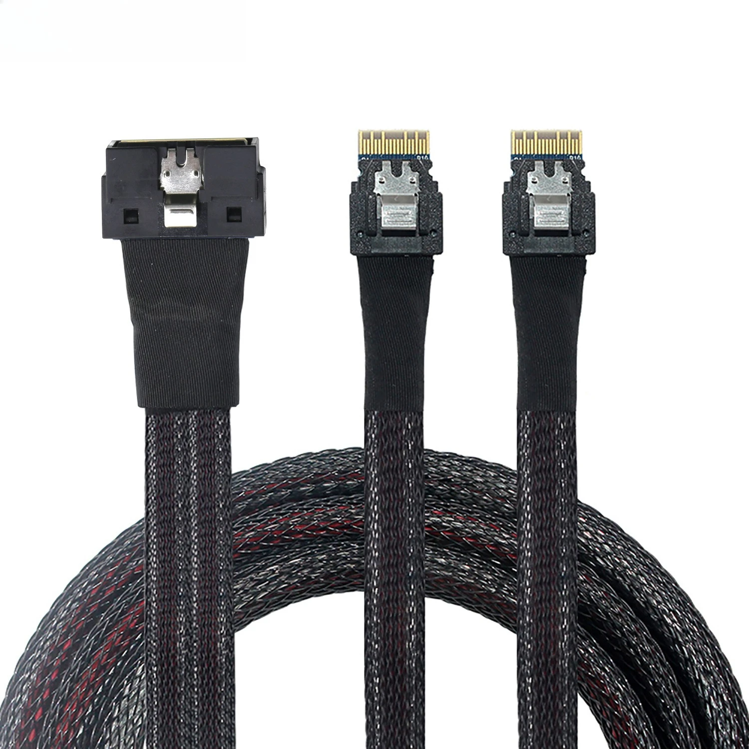 PCI-E Slim SAS LP منخفض المستوى SFF-8654 8I إلى 2 *SFF-8654 4I طول يسخر اختياري 0.5M 0.8M 1M