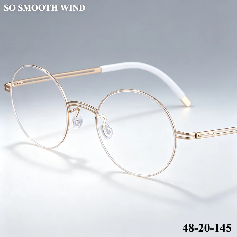 Men Women Titanium Screwless Eyeglass Handmade Circle Spectacles Hollow Ultralight Eyewear New Brand Design Round Glasses Frames