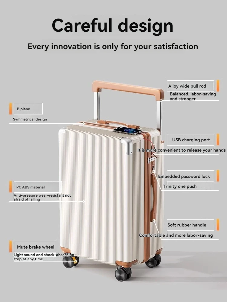 2025 New Wide-Rod Shockproof Braking Large Capacity Travel Suitcase 20" Checked Luggage Locking Bag