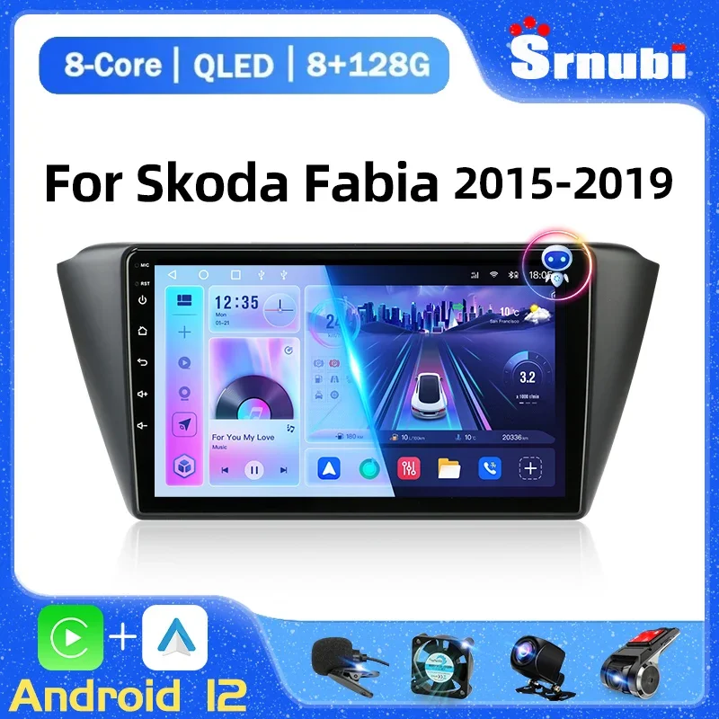 

Автомагнитола 2 Din Android 12 для Skoda Fabia 3 III 2015 -2019, мультимедийный видеоплеер, навигация GPS, Carplay, автомагнитола