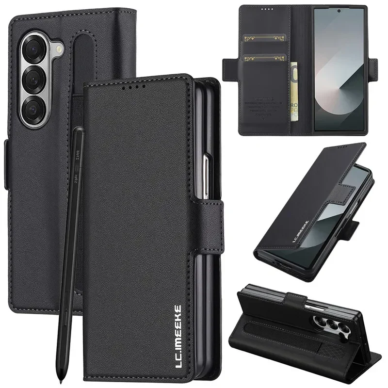 Luxury Magnetic Flip Leather Phone Case for Samsung Galaxy Z Fold 8 Ultra Fold 8  6 5 4 Fold6 Fold5 Wallet Card Cover Etui Coque