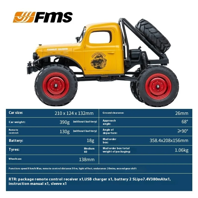 Fms 1:24 Power Wagon Fcx24 gąsienica Rc Model samochód Buggy 4wd samochód ciężarówka na pustynię Sandland polna droga dla mężczyzn zabawki dla