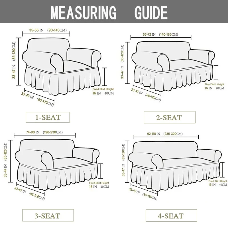 Printed Ruffled Skirt Sofa Covers for Living Room Stretch Couch Cover Sofa Slipcover Furniture Protector Easy Fitted Washable