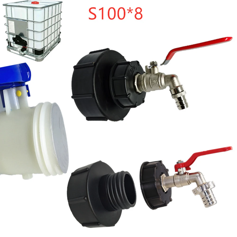 

Durable IBC Tank Tap Adapter S100x8 S60XCoarse Thread 3/4" Water Tank Connector Replacement Valve Garden Valve Fitting Faucet