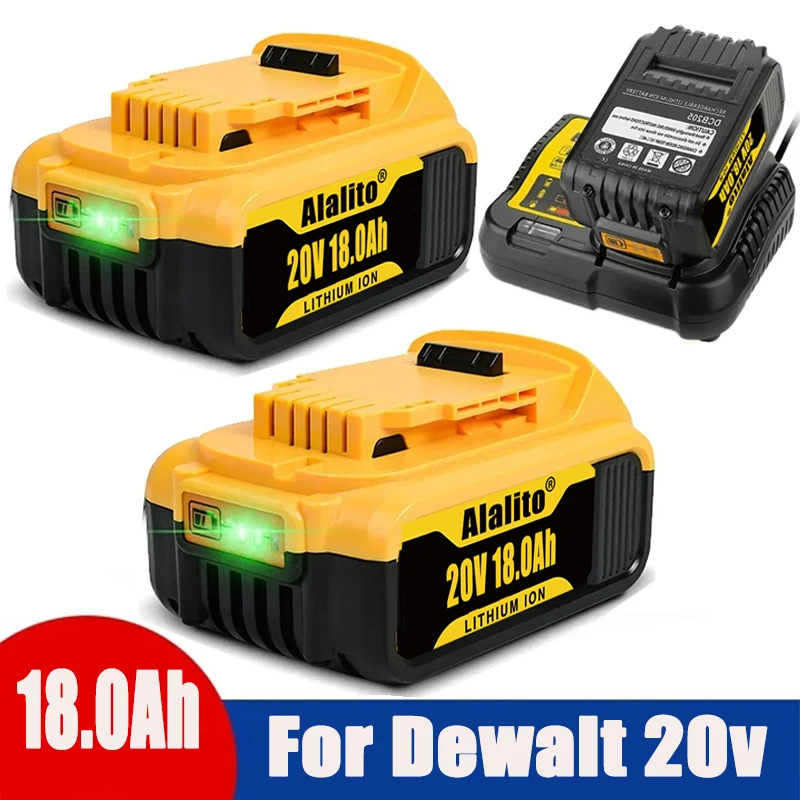 

2024 Upgrade DCB200 20V 18000mAh Battery , charger For Dewalt 18V DCB184 DCB200 DCB182 DCB180 DCB181 DCB182 DCB201 Tools Battery