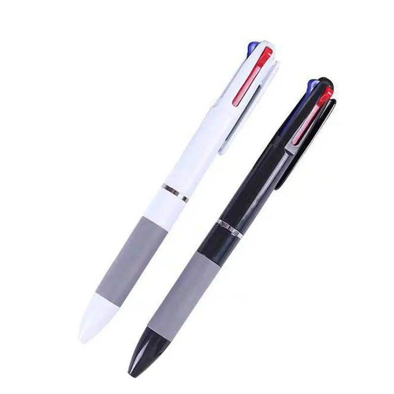 2Pcs 3 Colors In 1 Press Ballpoint Pen Classic Ballpointpen Writing Pen Office School Writing Stationery Red Black Blue 0.7mm