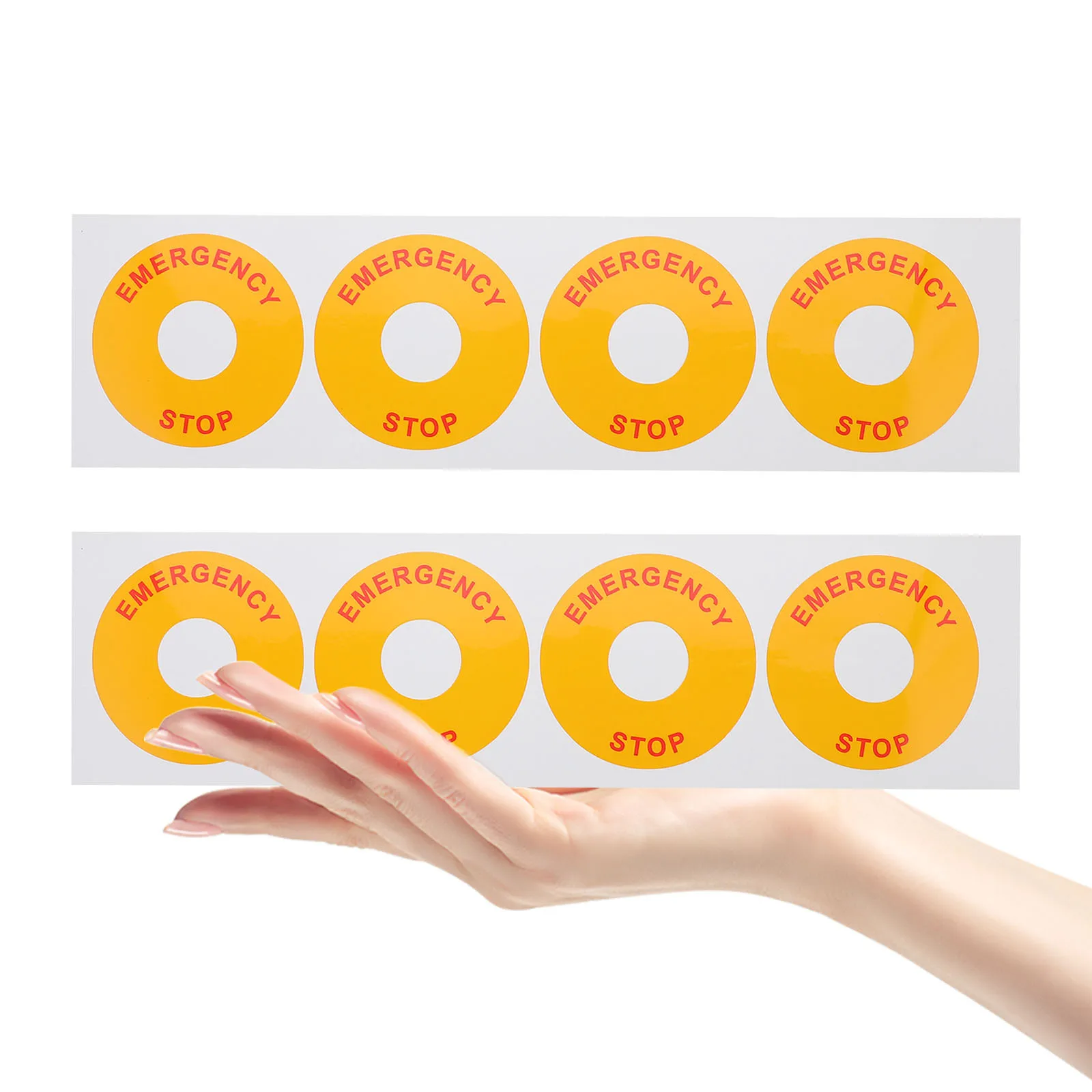 8Pcs Power Equipment Warning Label Sticker Easy Stick Emergency Stop Sign Decal for Warehouse Factory Office School Gym Use
