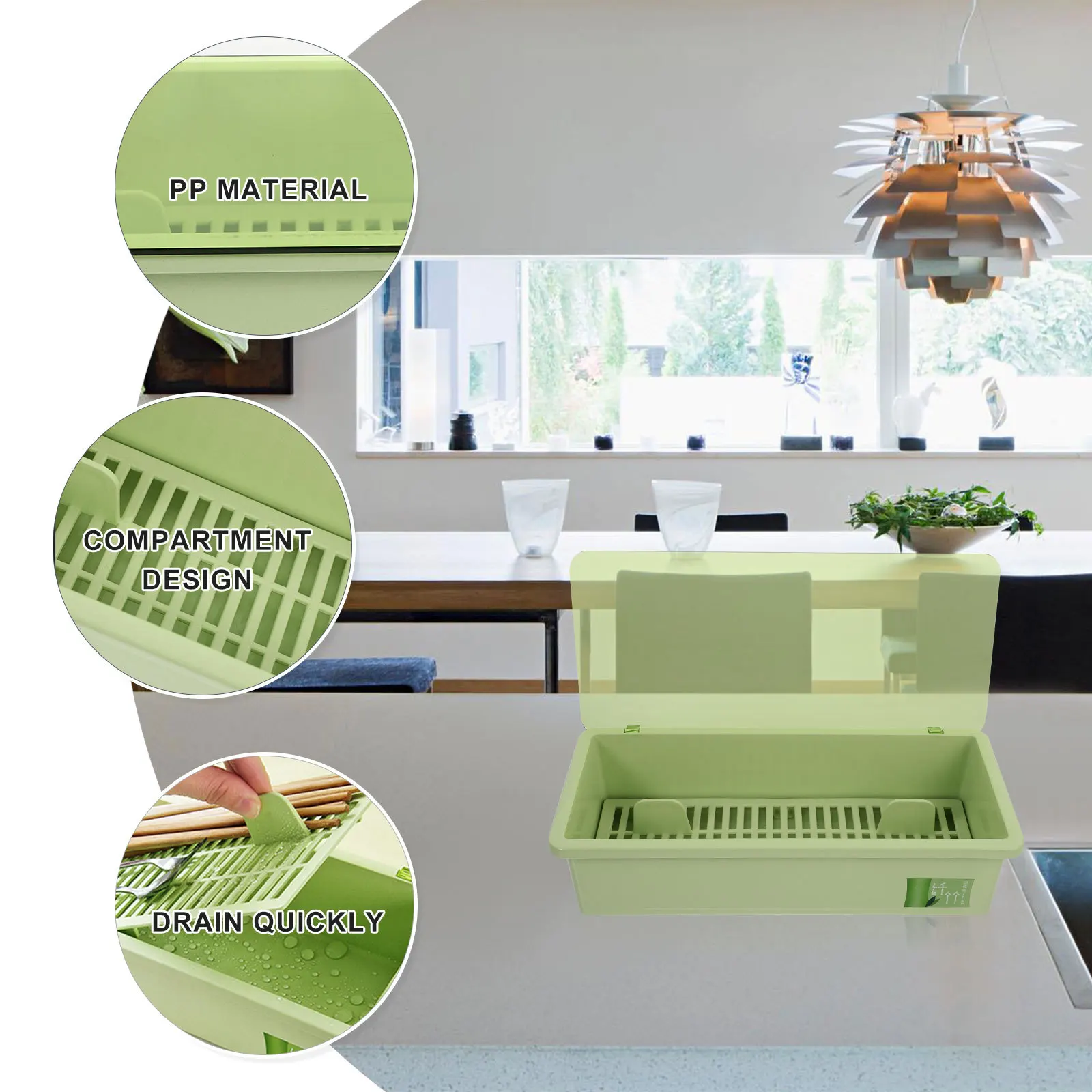 

Sink Drain Box Multifunctional Kitchen Chopsticks Holder Biodegradable Bamboo Fiber Chopsticks Spoon Drying Storage Box with Lid