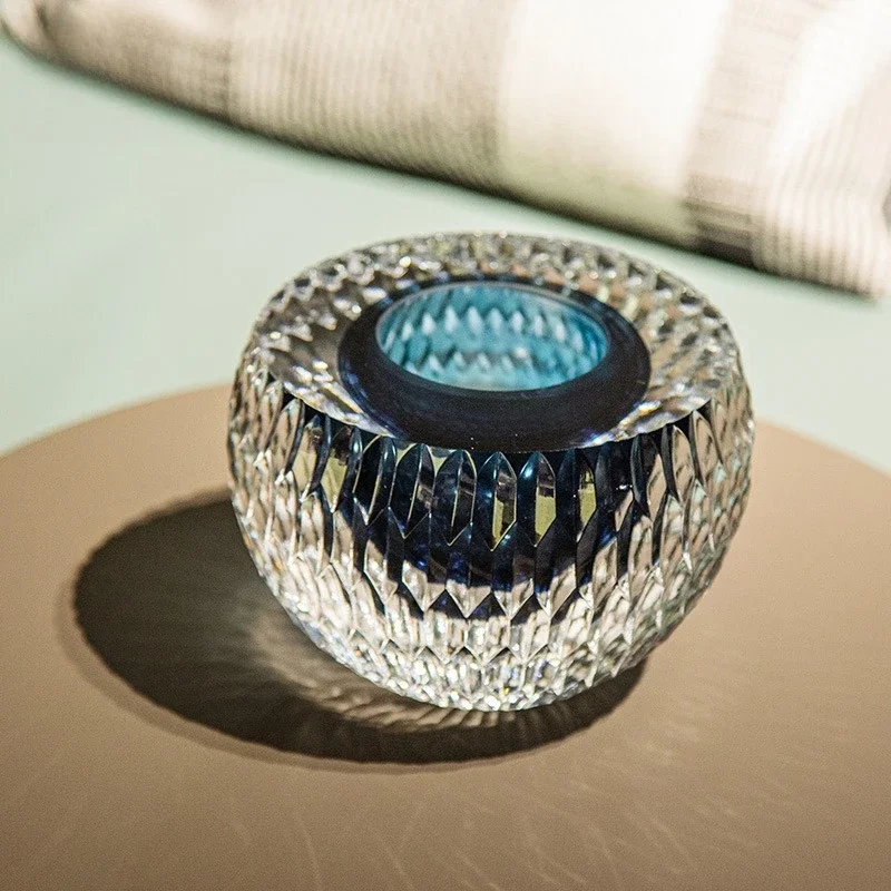 زخرفة ديكور غرفة المعيشة الراقية الإبداعية المزججة باللون الأزرق السميك الثقيل #4