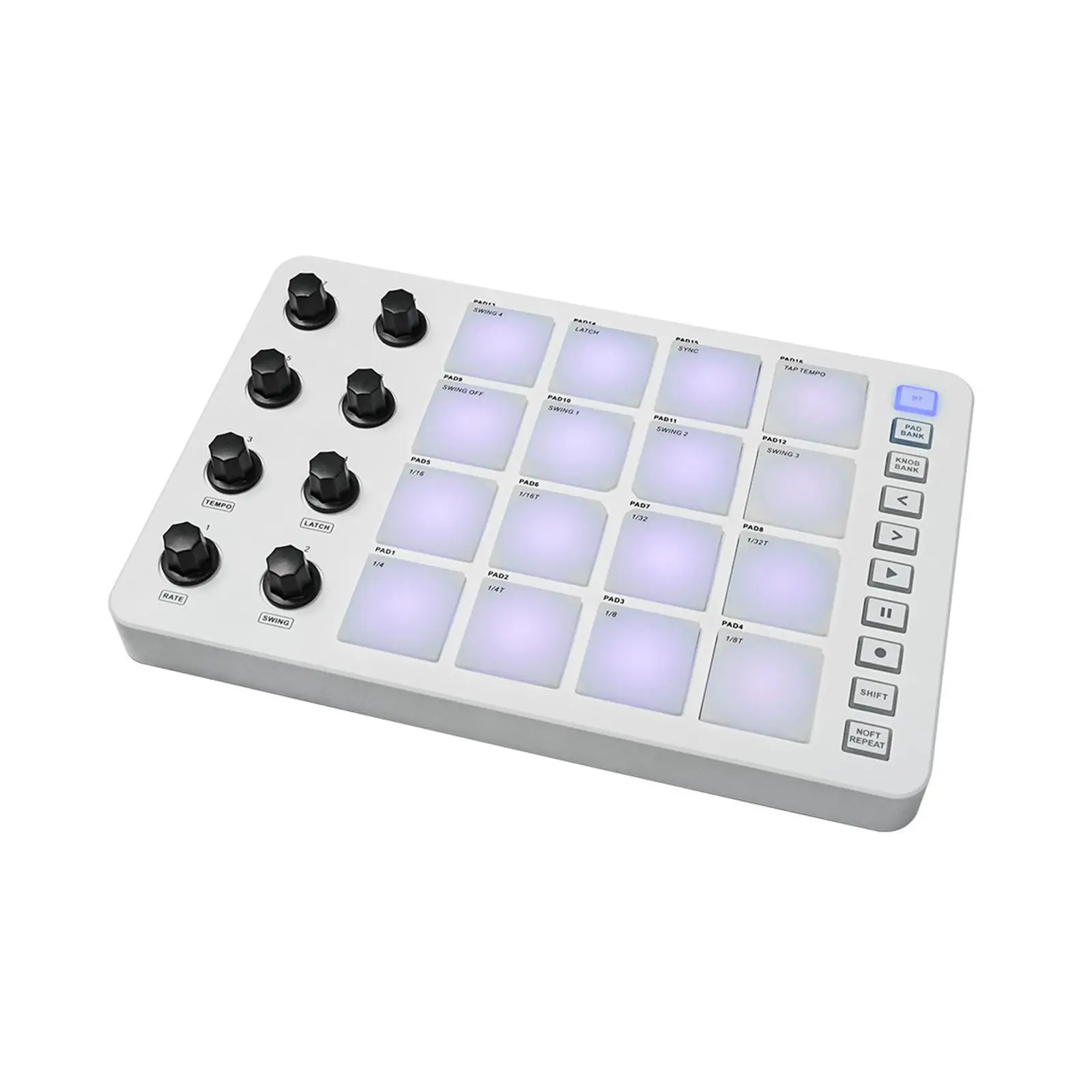 MIDI Keyboard USB 5 Assignable Knobs Mini Pad Controller with 16 Backlit Drum Pad MIDI Controller Strike Pad for Performance