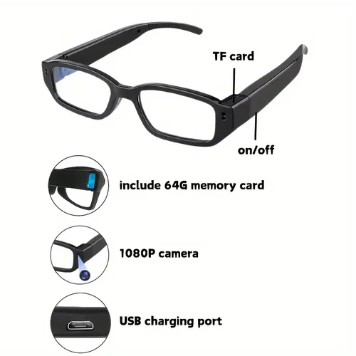 Imagen 2 del producto Mini gafas portátiles HD de 1080P con cámara grabadora de vídeo gafas portátiles cámara para deportes al aire libre DV DVR videocámara de vigilancia