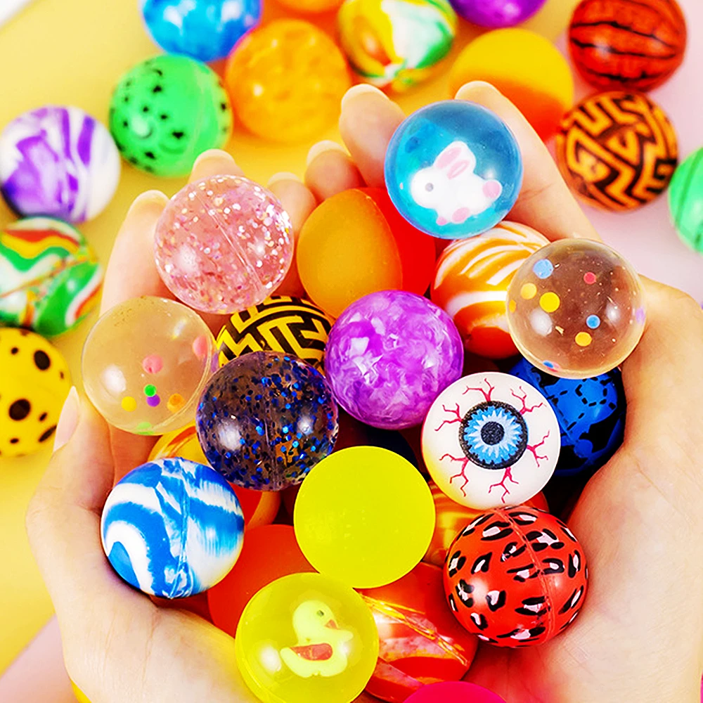 12 Pcs 32mm Fun Soft Bouncy Balls Decompression Toy Boys And Girls Party Favor Giveaway Gifts Piñata Fillers Toy Carnival Prizes