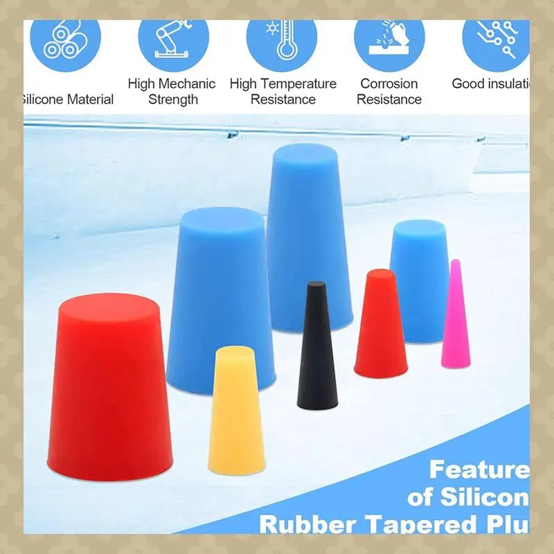Tappi conici in gomma siliconica AB45 da 120 pezzi, gomma siliconica resistente alle alte temperature 8 dimensioni da 1/16 a 5/8 pollici per tappi per fori