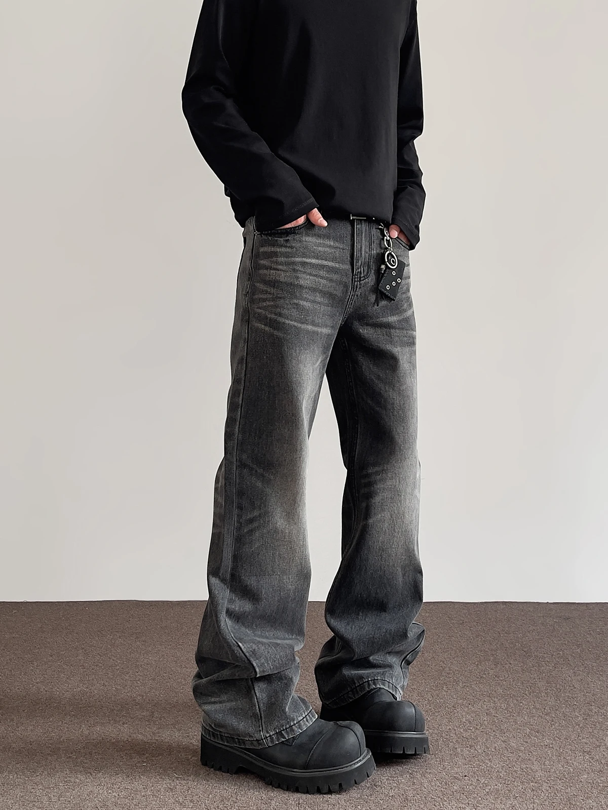 

Джинсы Puee American High Street Cleanfit Vintage с прямым кроем и легким клешем, повседневная одежда для подростков и молодежи