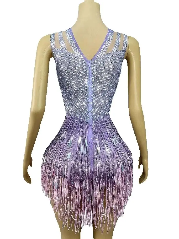 High Quality Hot Stamping Sexy Elastic Sequin Fringe Jumpsuit 2025 New Fashion Custom Women'S Clothing