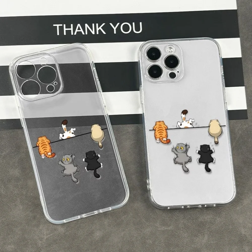 Five Cute Cat Pattern Phone Case For iPhone 11 12 13 14 15 16 17 Pro Xs Max Mini 8 7 Plus 16e 17e  Air Clear TPU NonSlip Cover - view 4