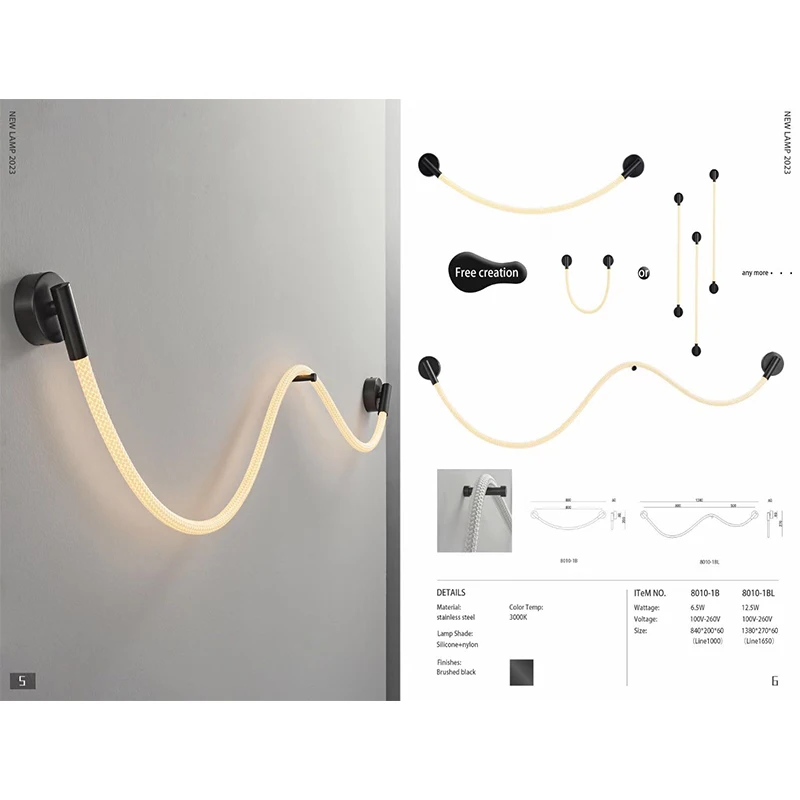 Imagem -05 - Lâmpada de Parede Moderna do Estilo Nórdico para a Sala de Visitas Luz Simples da Atmosfera Fibra Tecida Luz Minimalista Emitindo o Tubo