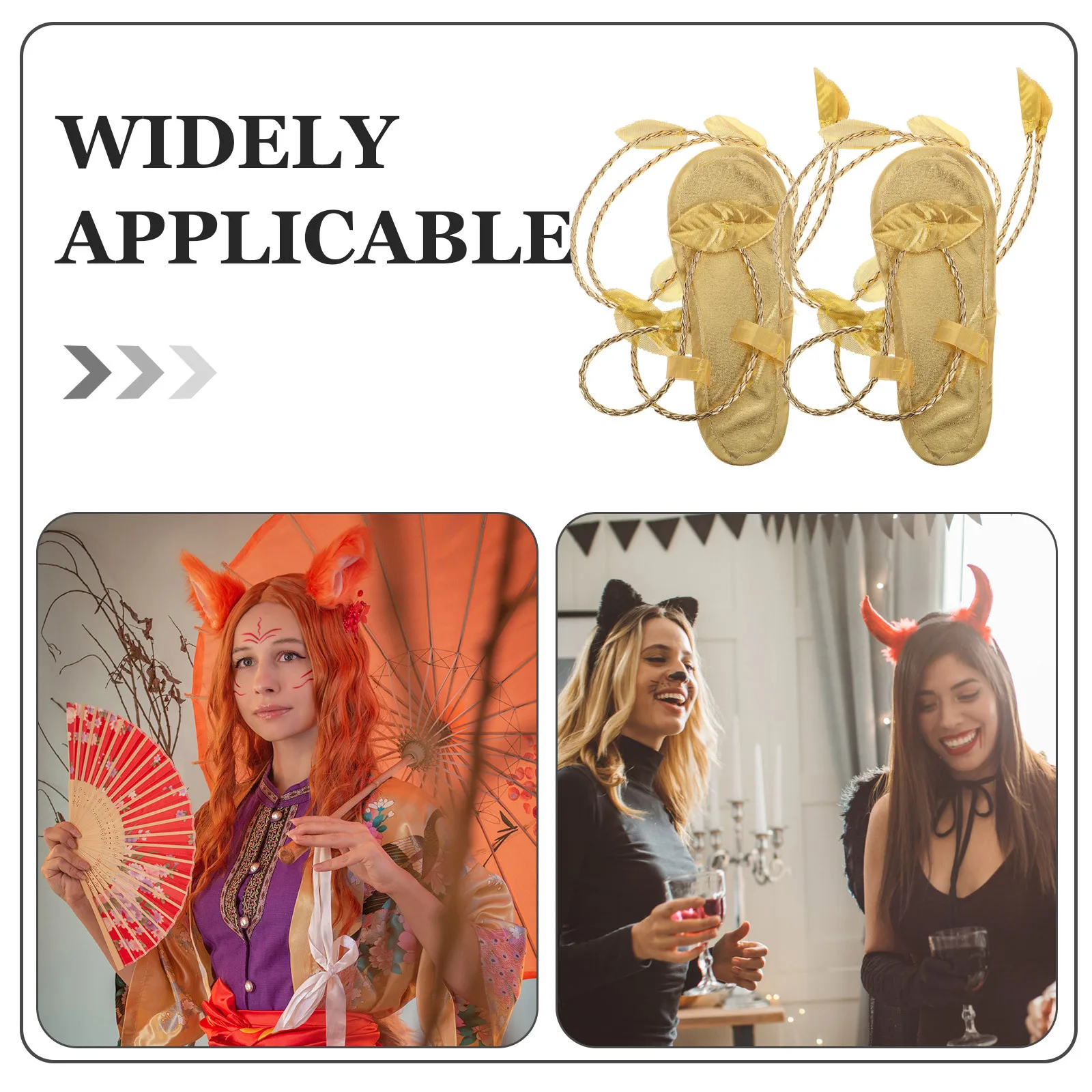 Confezione da 5 sandali dorati da 5 pezzi per donna, scarpe da fata, costume cosplay della dea elfo