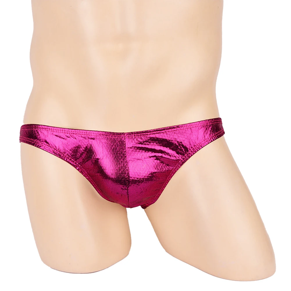 Mens Sexy Wet Look Shiny Briefs Low Waist G-String Lingerie Seamless Thong Underwear Clubwear Peni Bulge Pouch Underpants