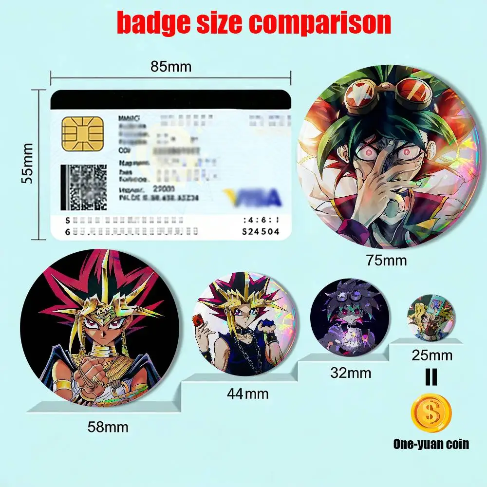 Black Magician Yami Yugi game YuGiOh Badge on Backpack Clothes decoration Tinplate Round Brooch Funny Custom Gifts for Friend