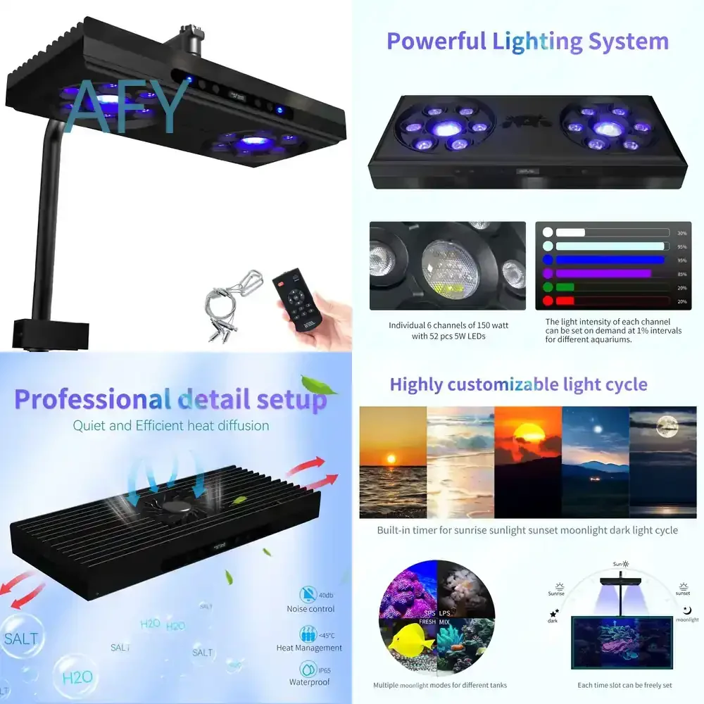 140W Full Spectrum LED Aquarium Light for Saltwater Reef Tank Fish Tank Lighting for Aquascaping Coral Growth for All