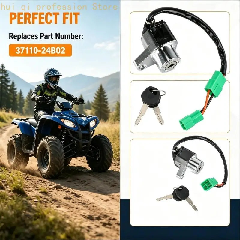 Replacement Motorcycle Lock for VS1400 and S83 Applications From 1987-2009, with Attached Wiring Harness and 2 Keys in the