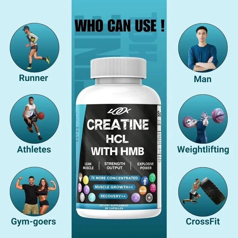 HCL+HMB Creatine Capsules | 60 Capsules of 410mg HMB and 1250mg Creatine Hydrochloride Per Serving