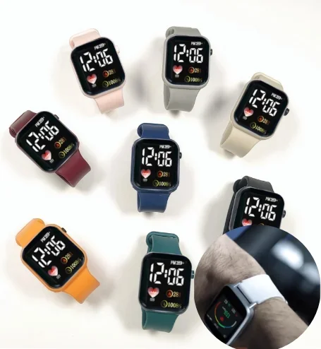 Jam tangan pintar olahraga anak, jam tangan pintar layar Led Digital tahan air elektronik