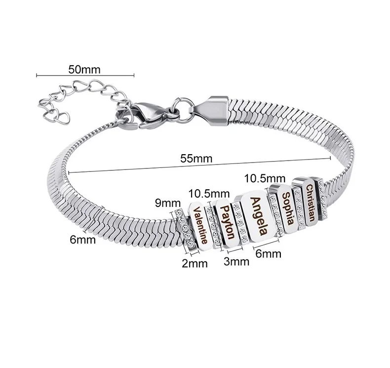 Personalisierte Namen Perlenarmband Edelstahl Armband Schmuck Geschenk für Mama Freundin Freund Geschenk zum Valentinstag – Detail 2