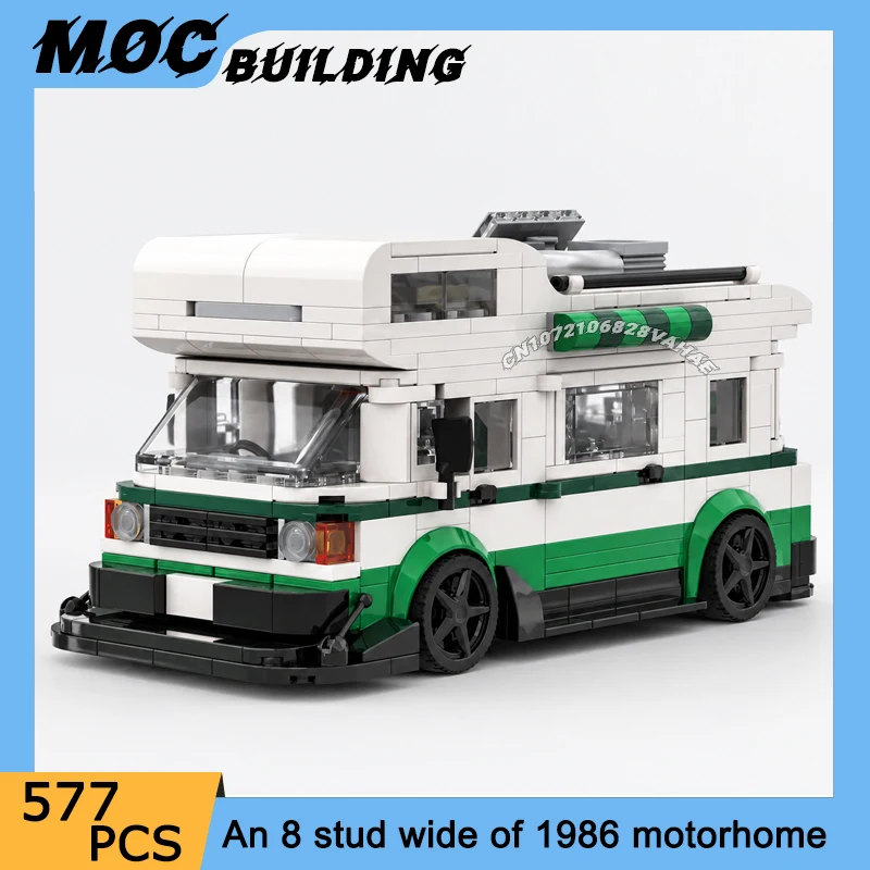 MOC Building Blocks City Famous Vehicle 1986 Motorhome Model DIY Assemble Bricks Creative 8 Stud Wide Car Toys Collection Gifts