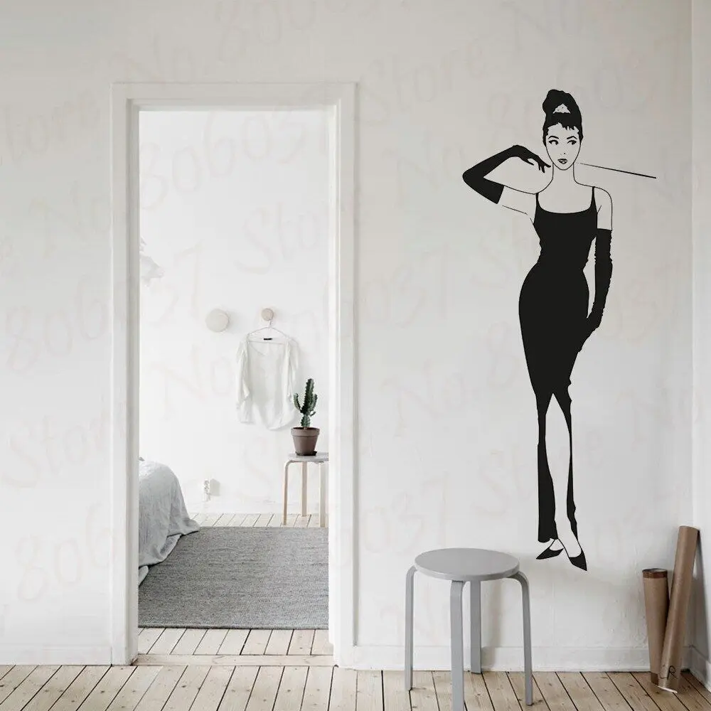 Audrey Hepburn Breakfast Celebrity Wall Art, Actress, Famous Portrait, Cinema Wall Sticker WL2218