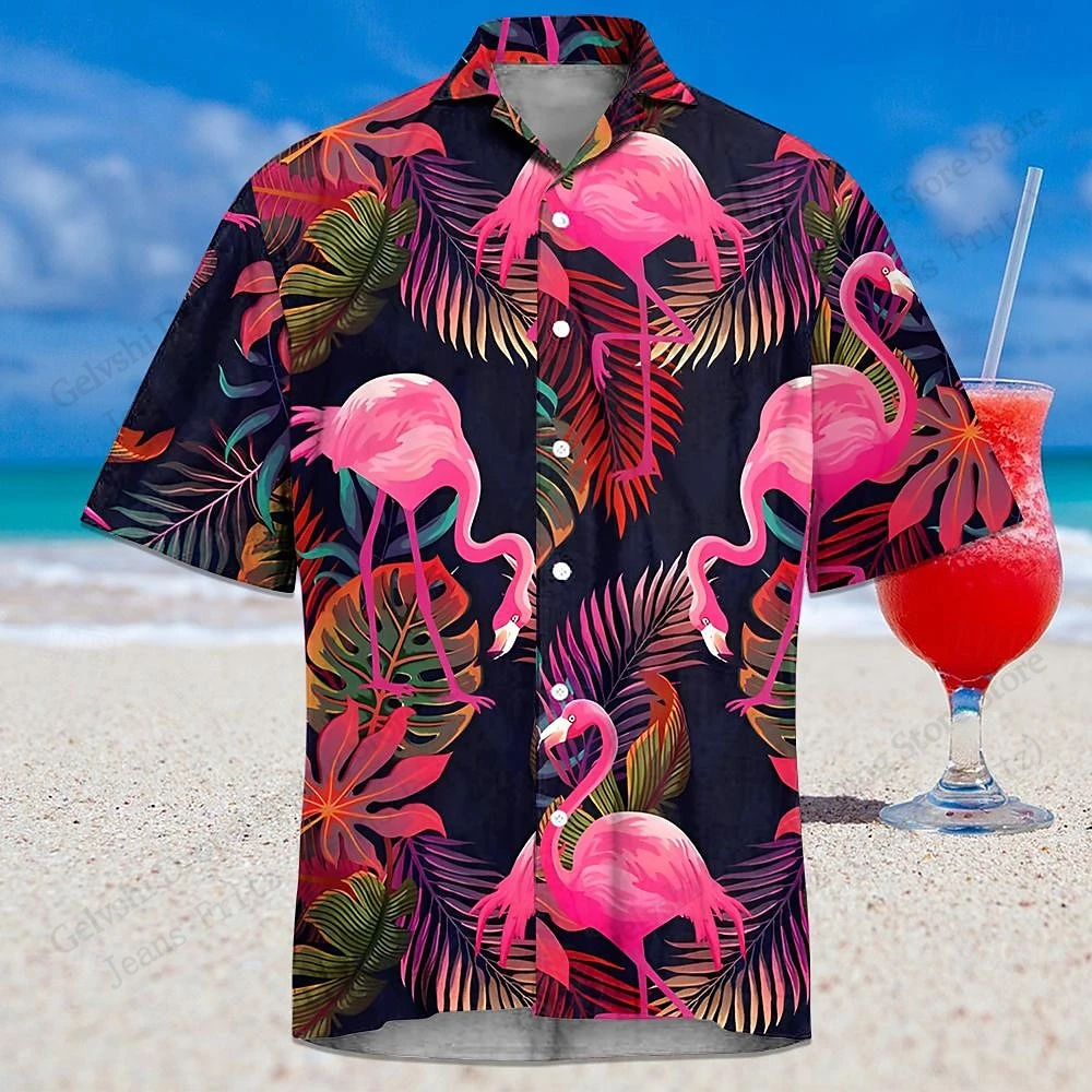 

Flamingo Bird Hawaiian Shirt Cartoon Animals 3D Print Shirt Men Women Fashion Short Sleeve Beach Blouse Men Clothing Holiday y2k
