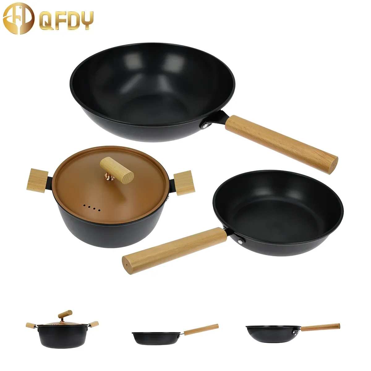 Cookware 3 pieces modern simple style high quality multi-functional household kitchen stockpot non-stick pat universal pot