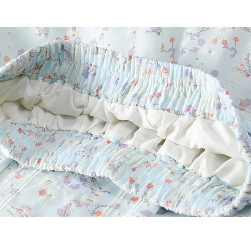 Lente Zomer Prairie Chic Borduren Bloemen Katoenen Rok Vrouwen Nieuwe Mooie Hoge Taille A-lijn Midi Lange Rokken