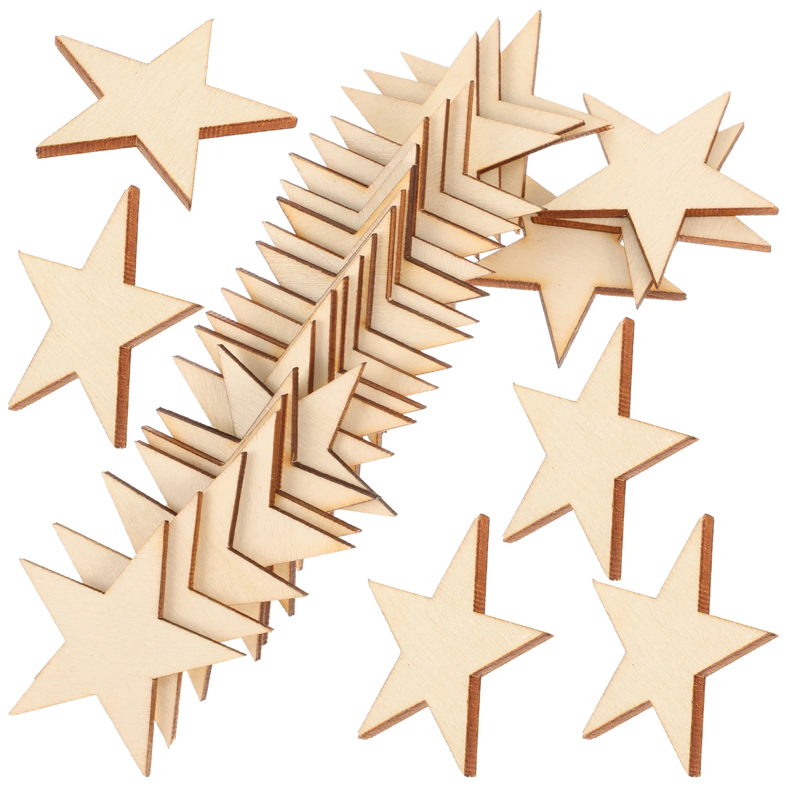 

50Pcs Blank Star Cutout Wood Chips 40Mm Natural Wood Pieces for DIY Painting Crafts Holiday Decorations Craft Embellishments