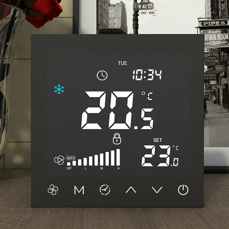 مصدر الشركة المصنعة ترموستات أرضية التدفئة الكهربائية مع وحدة تحكم Tuya RS485 EC 0-10V FCU #2