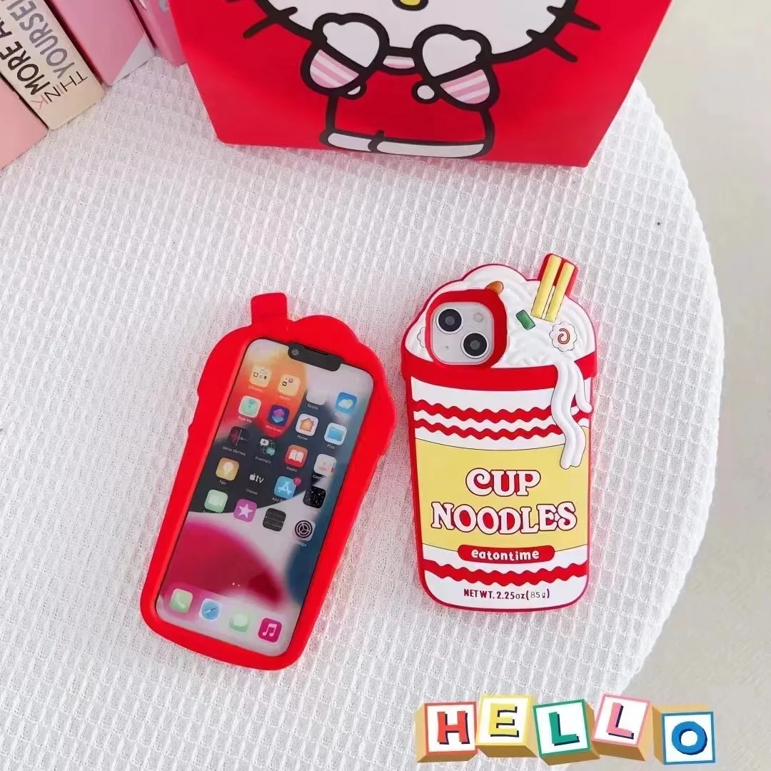 Fashion Funny 3D Cup Noodles Case For iPhone 15 14 13 12 Mini 11 Pro X XS Max XR 7 8 6 6S Plus SE 2020 2022 Soft Silicone Cover