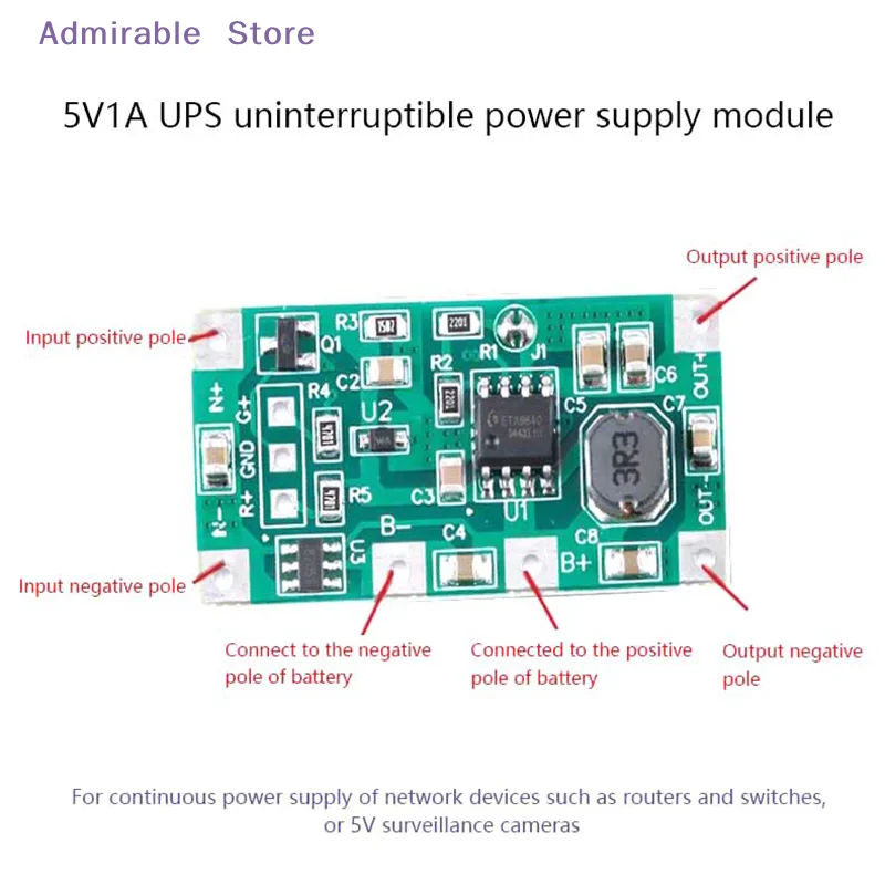DC 5V 1A UPS Uninterrupted Power Supply Module 3.7V Polymer 18650 Lithium Battery Step Up Reverse Overvoltage Power Supply Board