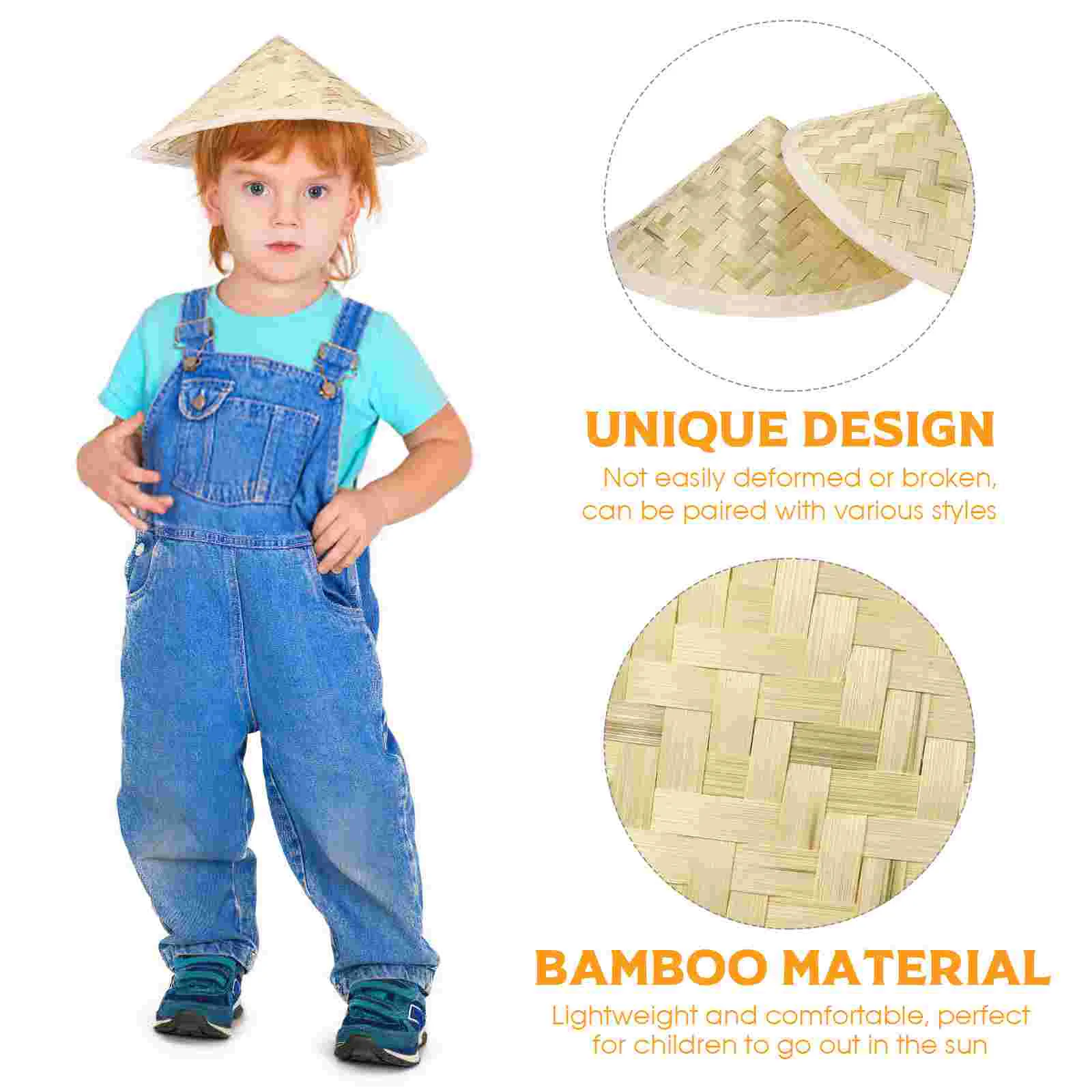 2 Pcs Bamboo Hat Summer Camp Hats for Kids Weaving Family Time Bamboo Split Vacation