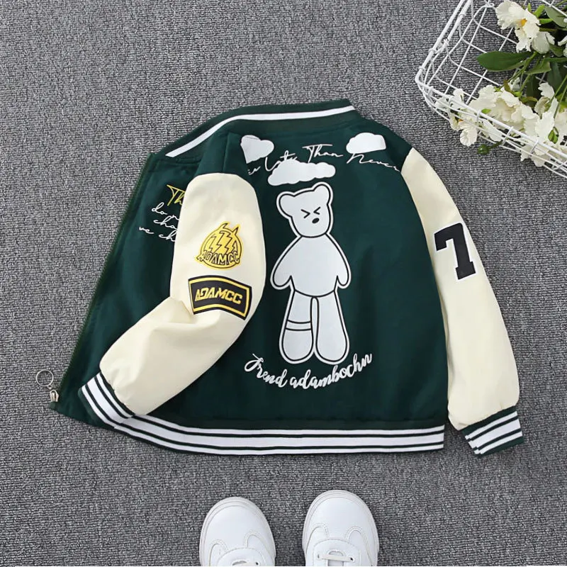 Autumn Jacket For Boys Baseball Uniform Coat Boys Fashion Children Clothing Baby Toddler Girls Clothes Outerwear Cartoon Jackets